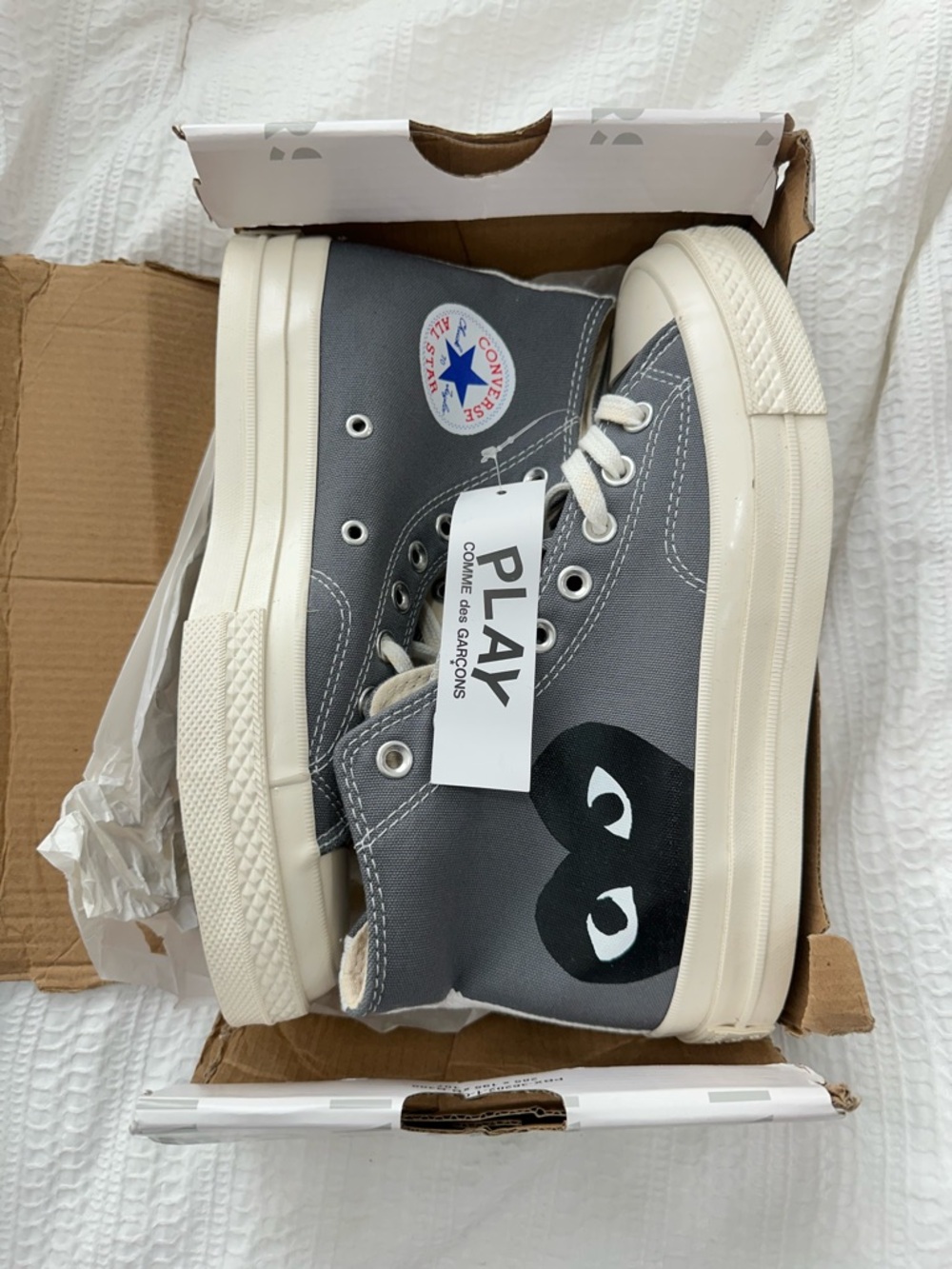 NEW Converse x Commes Des Garcons Chuck Taylor High Gray 8.5 Womens